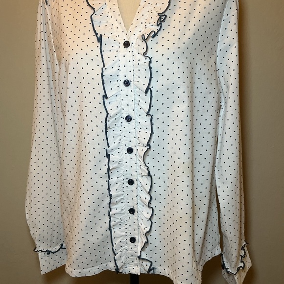 Pure Collection White Polka Dot Ruffle Blouse - Picture 2 of 7
